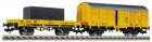 5561 Fleischmann Track Cleaning' Wagon Set consisting of one low sided car  loaded with a track rubber and one box goods van  with 2 operating sliding doors